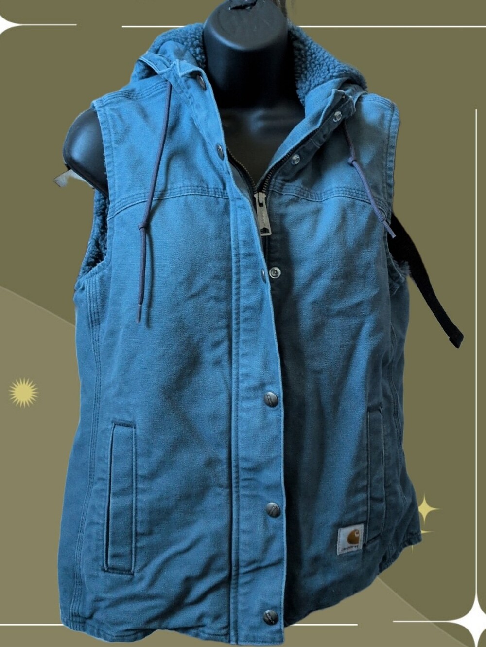 ✨vintage Carhartt women's sherpa-lined hooded vest size xs